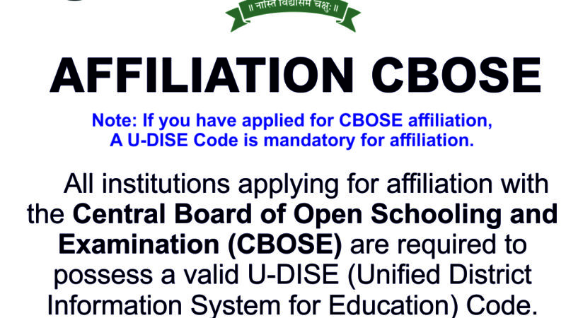 Affiliation Open CBOSE  Affiliation Open (India’s No.1 Open Schooling Board)