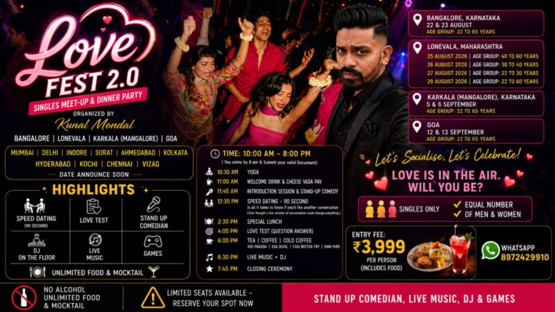 Love Fest 2.0: India’s Biggest Singles Social & Speed Dating Experience Returns